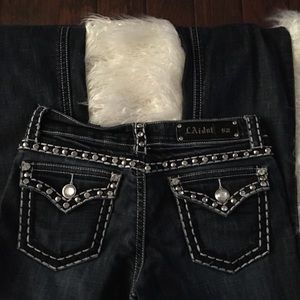LA Idol Bootcut Rhinestone Jeans Size 7 #7